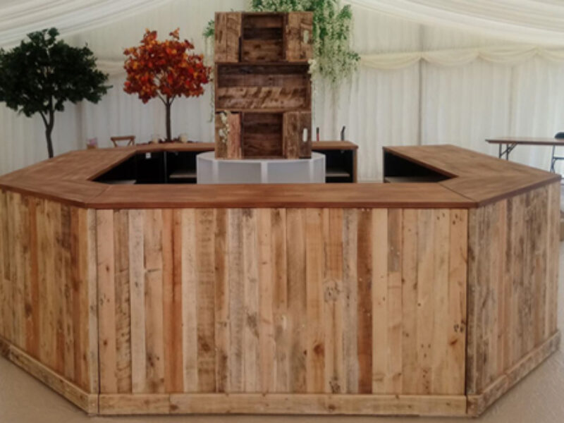 Rustic bar full set up with central display shelving