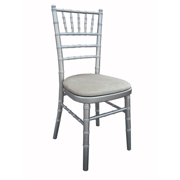 Chiavari Chair Silver c/w Beige Seat Pad