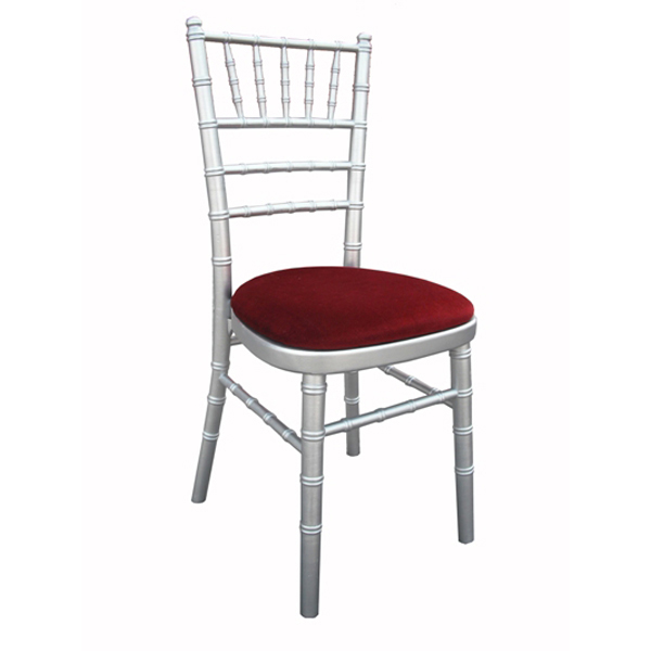 Chiavari Chair Silver c/w Burgundy Seat Pad