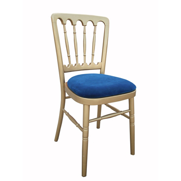 Meecham Chair Gold c/w Blue Seat Pad
