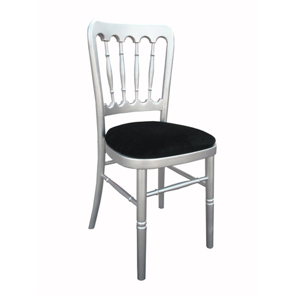 Meecham Chair Silver c/w Black Seat Pad