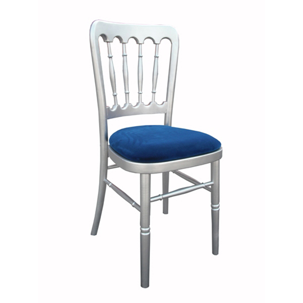 Meecham Chair Silver c/w Blue Seat Pad
