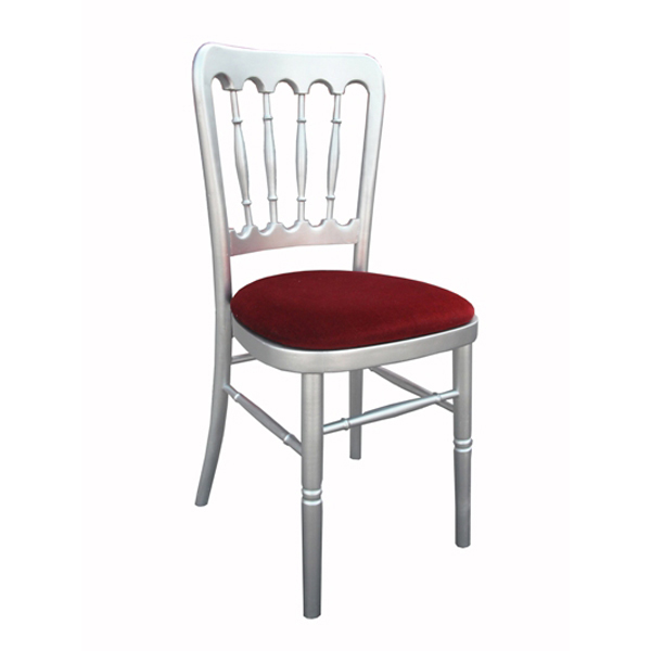 Meecham Chair Silver c/w Burgundy Seat Pad