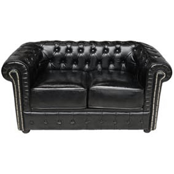 Chesterfield Black 2 Seater Settee
