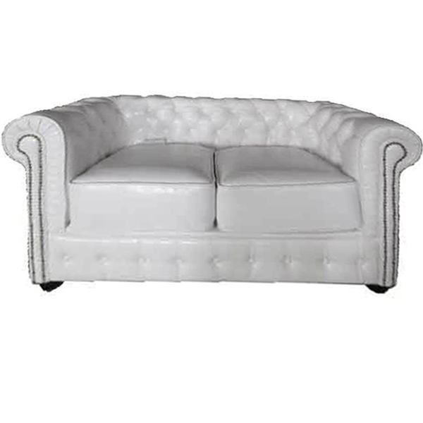 Chesterfield White 2 Seater Settee