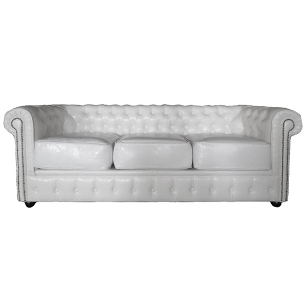 Chesterfield White 3 Seater Settee