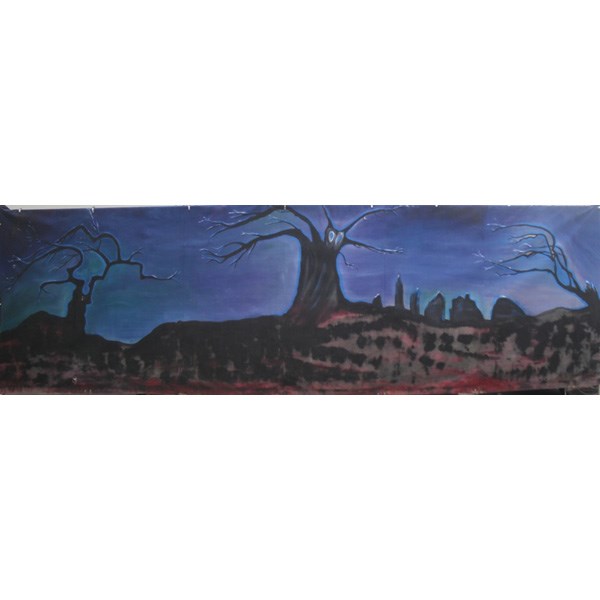 Halloween Backdrop with Haunted Trees