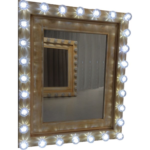 Dressing Mirror Wood Distressed Gold