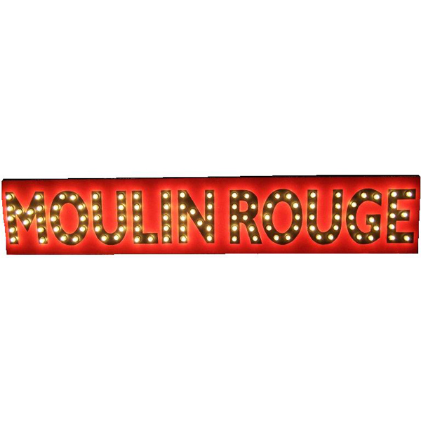 Sign "Moulin Rouge" with White bulbs Red Background