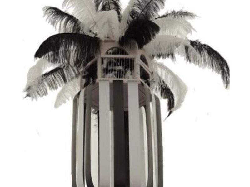 Birdcage filled with Feathers as Hanging Decoration