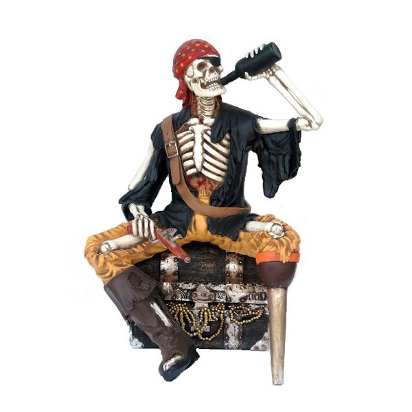 Skeleton Pirate sat on Treasure 3D Model