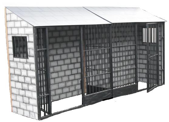 Jail Twin c/w sides, rear wall and slated effect roof