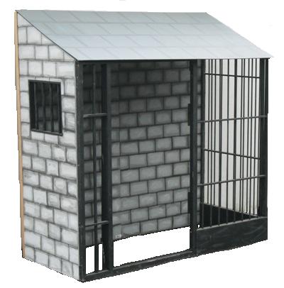 Jail 3D c/w Sides, Rear Wall and slated effect roof