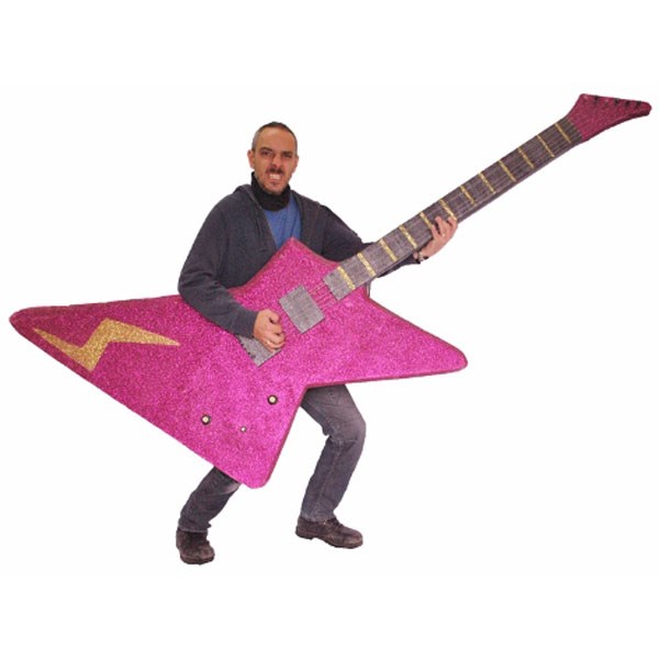 Giant Pink Glitter Guitar Model