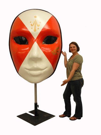  Giant 2D Carnival Mask (Red/White)