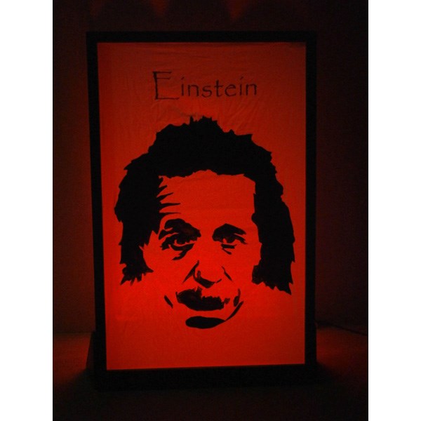 Silhouette Panel  Albert Einstein shown lit in red