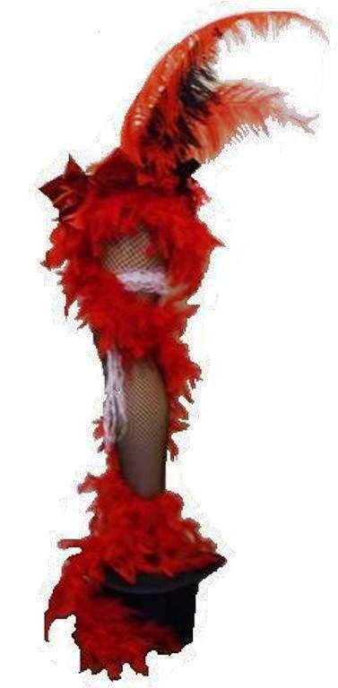 Moulin Rouge Leg c/w Top Hat, Boas and Feathers