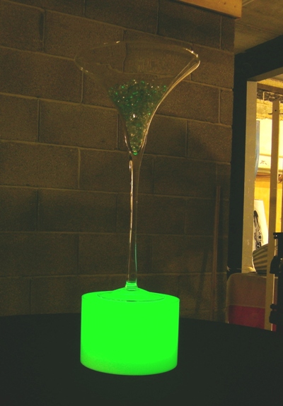 Illuminated Plynth shown with Martini Glass