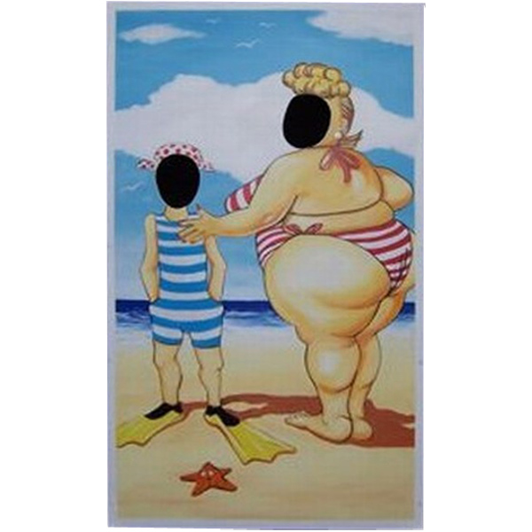 Picture Postcard Flat Fat Lady & Boy (2)