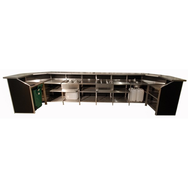  Portabar 8 Bay Curved Ends c/w Sink, 2x Ice Chests