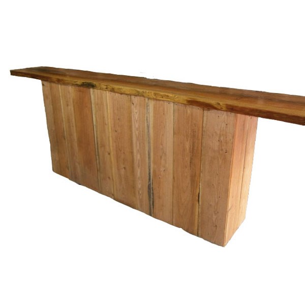 Waney Edge Wooden Bar with Wooden Base