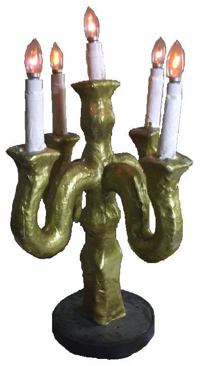  Gold Candelabra with Flicker Flame Lamps