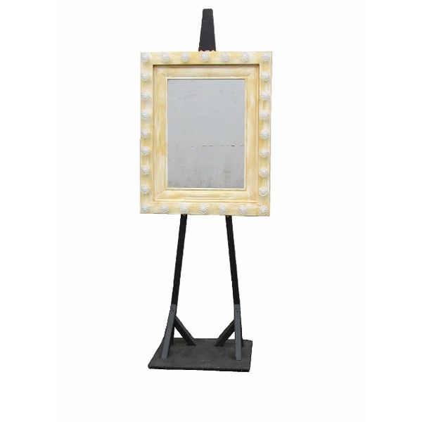 Distressed Gold Mirror with Lights and stand