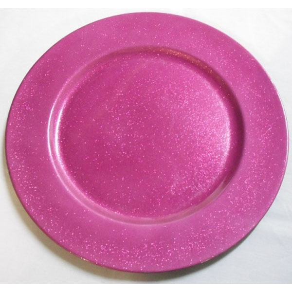 Plate Round Glitter Pink 33cm (Display purpose only)