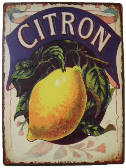 Vintage Metal "Citron" Sign 35cm x 26cm