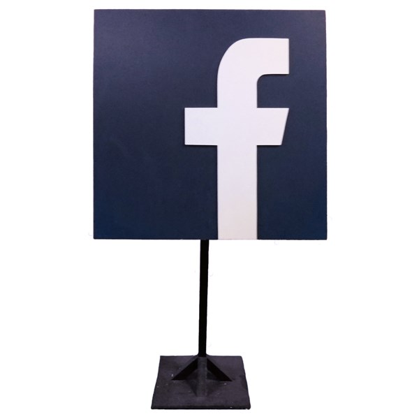 Facebook logo flat on stand