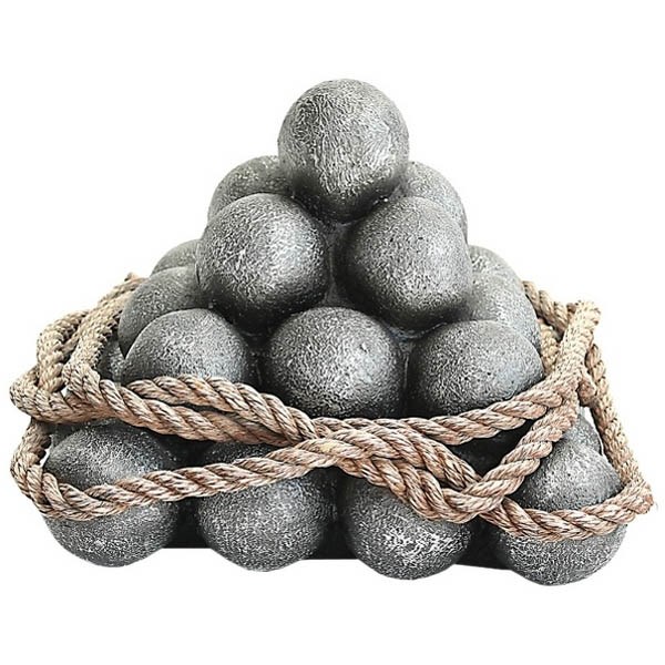 Canon Ball Stack with Rope 3D Model