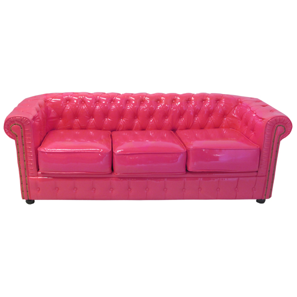 Chesterfield 3 Seater Sofa in Gloss Hot Pink