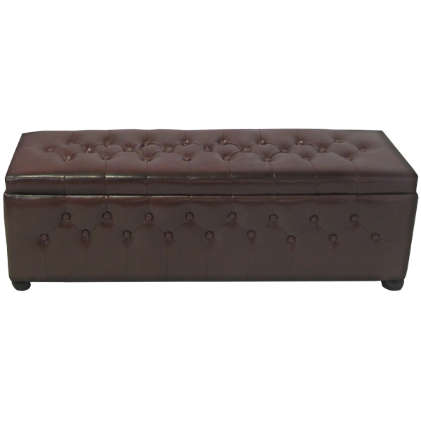 Chesterfield Banquette in Brown Faux Leather