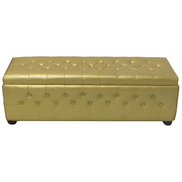 Chesterfield Banquette in Gold Faux Leather