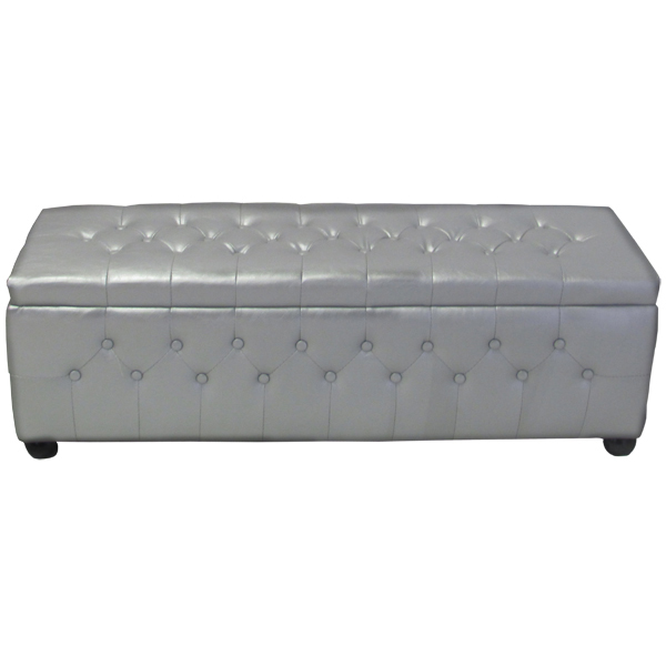 Chesterfield Banquette in Silver Faux Leather
