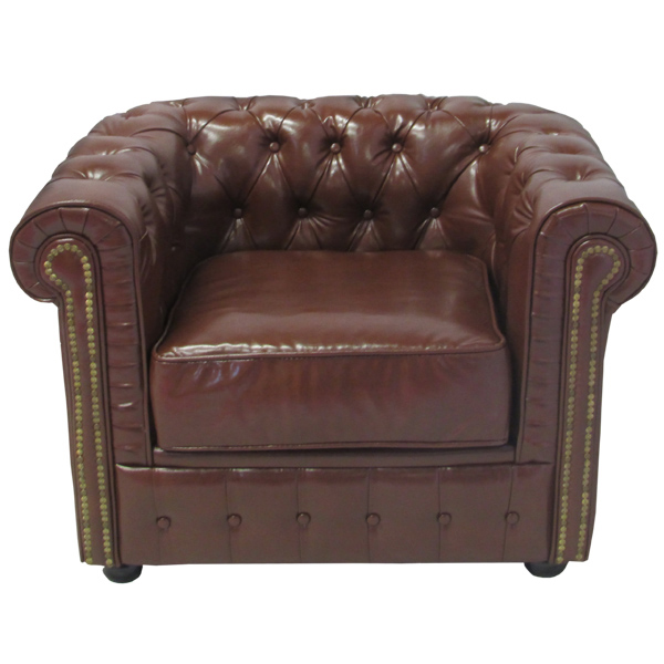 Chesterfield Chair in Brown Faux Leather