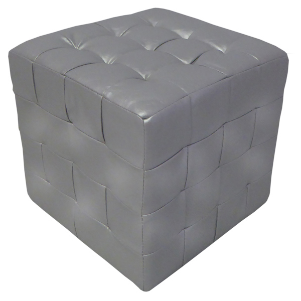 Cube Seat in Silver Faux Leather