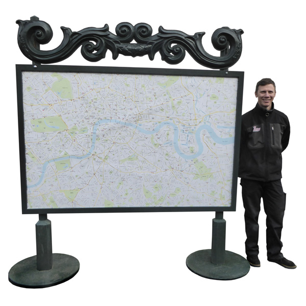 Framed London Map on Posts