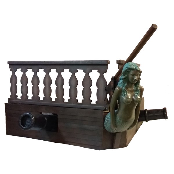 Ship's Bow in Wood, c/w balustrade and canons