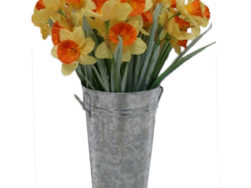 Metal Pot of Daffodils