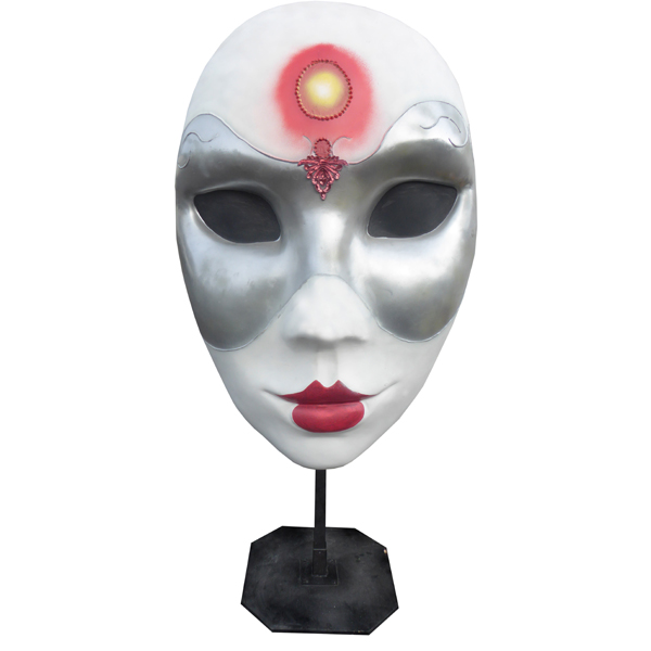 Mask Silver, White and Red c/w stand