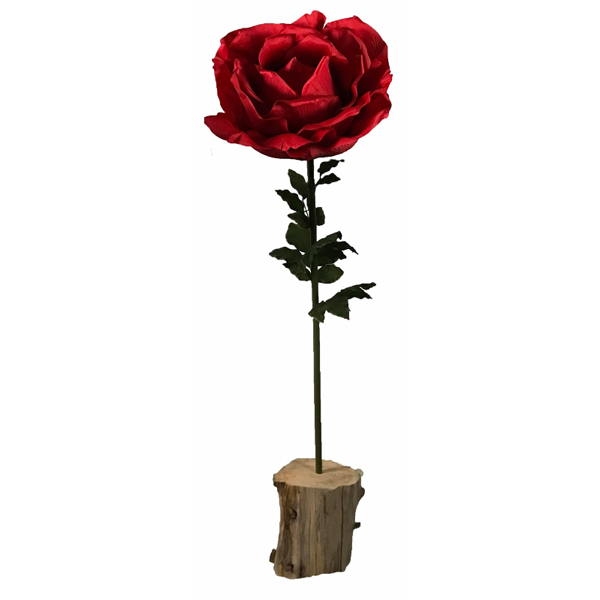 Giant Red Rose in Wooden Stump