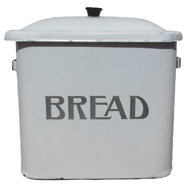 White Enamel Bread Bin