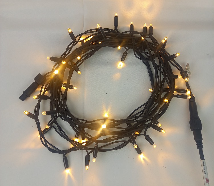 LED Pee light string 5metres black flex with warm white LED’s (requires power lead)