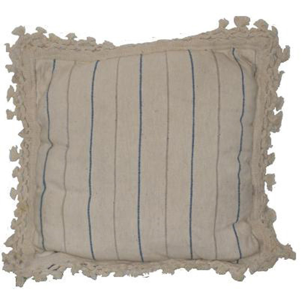Natural Ivory Cushion with Blue Stripe