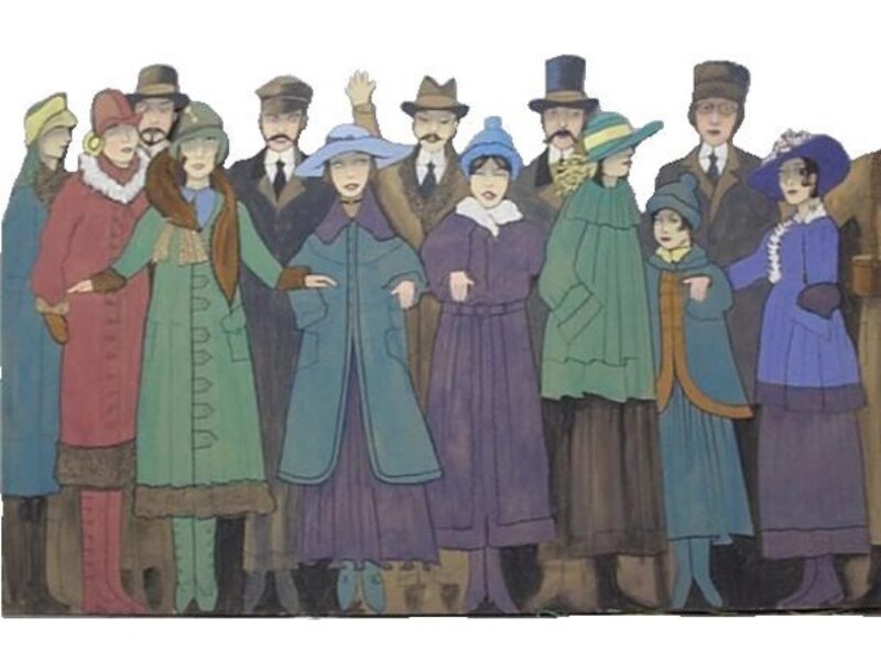 Victorian Crowd painted onto Flats
