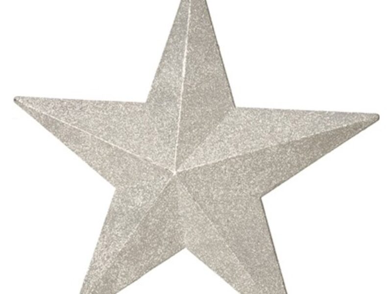 Silver Star Glittered 3D Decoration